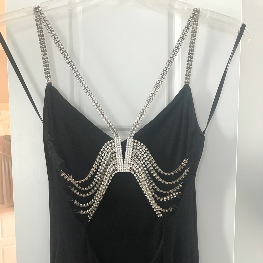 Black Formal Dress with Rhinestone Back